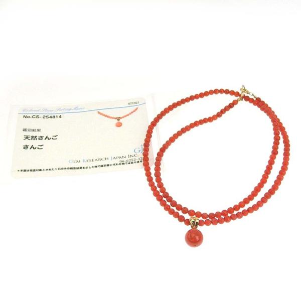 18k Gold Coral Bead Necklace in Great Condition