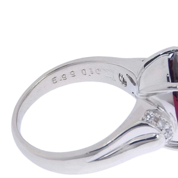 [LuxUness]  No Brand Ring with 5.99ct Rhodolite Garnet and 0.10ct Diamond in Pt900 Platinum, Size 10.5, Silver for Ladies (Pre-owned) in Excellent condition