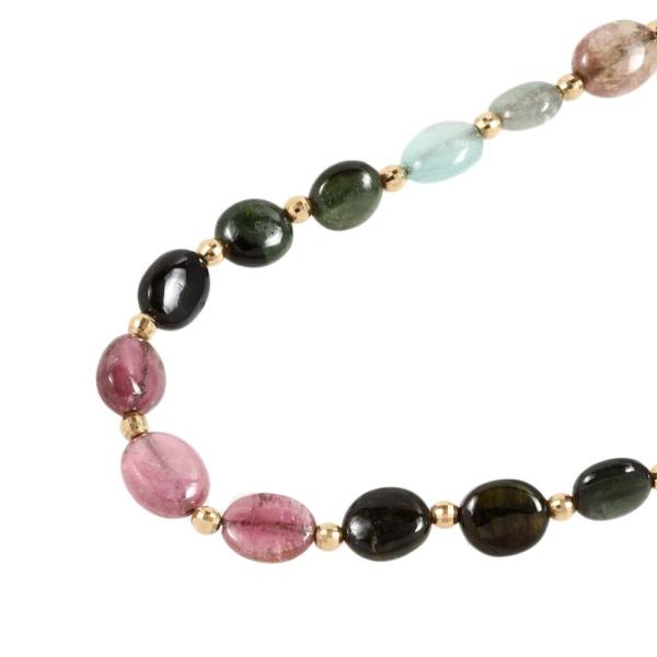 Pink Tourmaline Natural Stone Necklace in K18 Yellow Gold, Ladies, No Brand in Great Condition