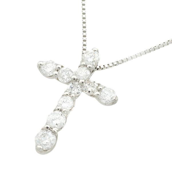 Platinum Diamond Cross Pendant Necklace in Excellent Condition