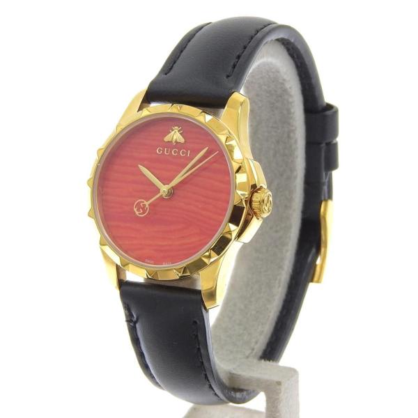 GUCCI G-Timeless Ladies' Quartz Battery Watch with Bee Logo, Stainless Steel/Leather, Orange 126 5