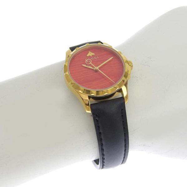 GUCCI G-Timeless Ladies' Quartz Battery Watch with Bee Logo, Stainless Steel/Leather, Orange in Great Condition