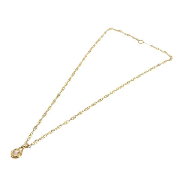 Simple Twist Unbranded Necklace with Single 0.27ct Diamond in K22YG & K18YG Gold for Women in Excellent Condition