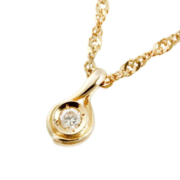 Simple Twist Unbranded Necklace with Single 0.27ct Diamond in K22YG & K18YG Gold for Women in Excellent Condition