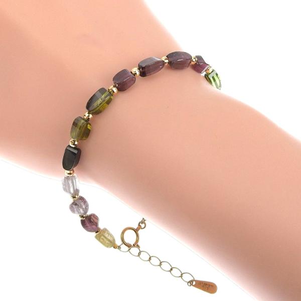 No Brand Women's Fashionable K18 Yellow Gold Natural Tourmaline Bracelet (Pre-owned) in Great Condition