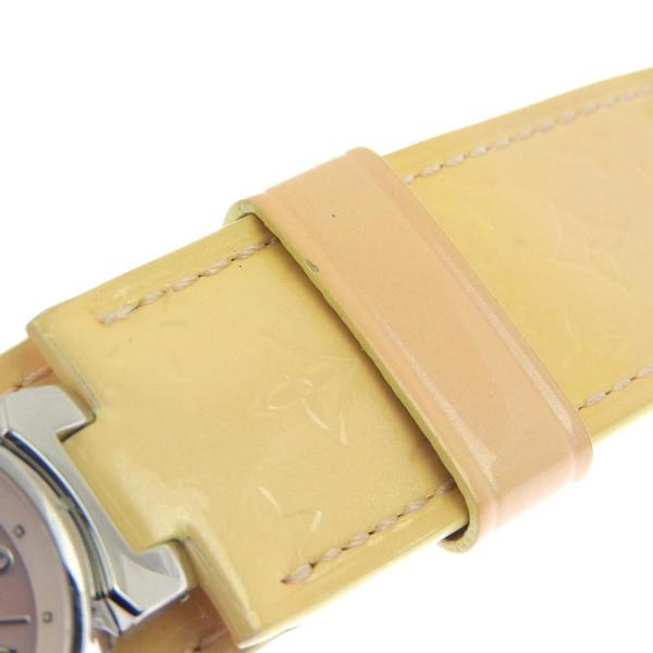 Louis Vuitton Tambour Monogram Vernis Beige Ladies Watch, Stainless Steel/Enamel Monogram Vernis  in Very Good Condition