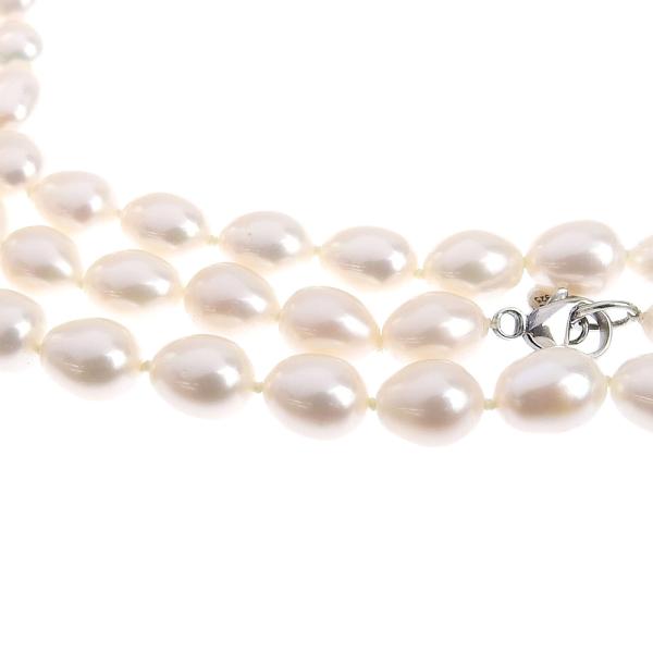 Long Pearl Sterling Silver 925 Necklace with White Freshwater Cultured Pearls for Ladies in Great Condition