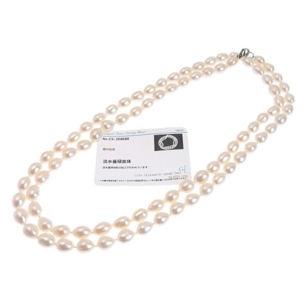 Long Pearl Sterling Silver 925 Necklace with White Freshwater Cultured Pearls for Ladies in Great Condition