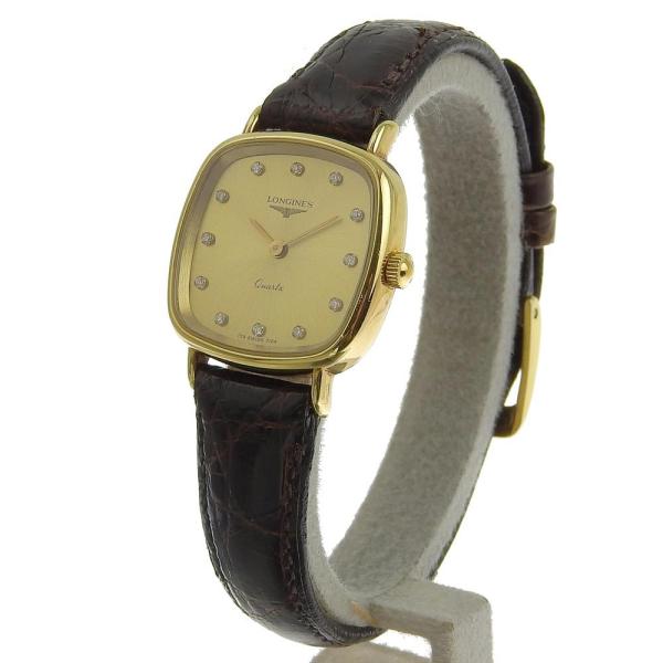 Longines  Longines 12P Diamond Women's Quartz Wristwatch, K18 Yellow Gold/Leather, Gold, [Used] in Excellent condition