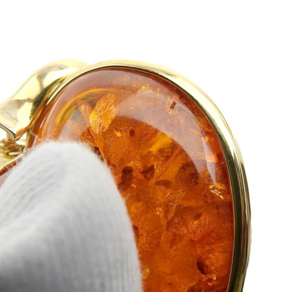 Amber Heart Pendant, No-Brand, K18 Yellow Gold Material, Ladies' Gold Jewelry (Used) in Excellent Condition