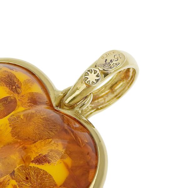 Amber Heart Pendant, No-Brand, K18 Yellow Gold Material, Ladies' Gold Jewelry (Used) in Excellent Condition