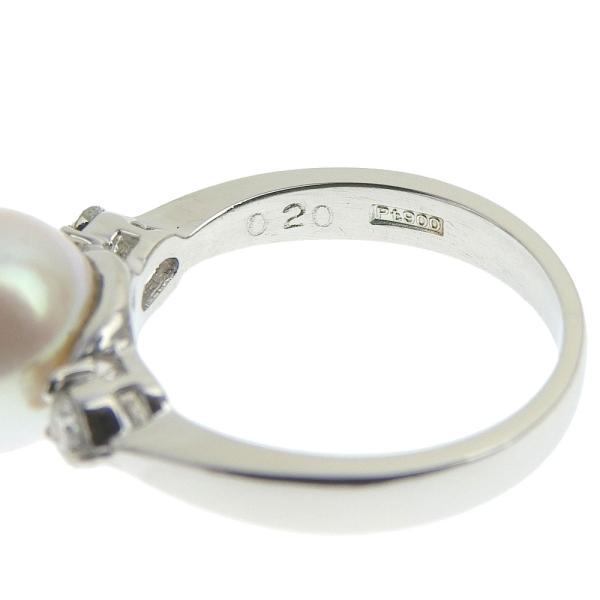 Unbranded Ring with Cultured Akoya Pearl 9.4mm, 0.20ct Diamond, Size 10, in Pt900 Platinum Silver for Women in Excellent Condition