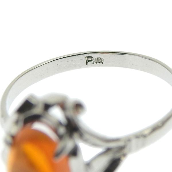 [LuxUness]  Unbranded Simple Vintage Ring with Natural Fire Opal, Size 11, in Pm Silver for Women in Excellent condition