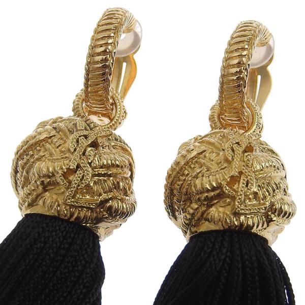 SAINT LAURENT PARIS Ladies' Long Tassel Earrings in Gold & Black in Excellent Condition