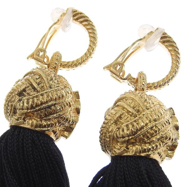 SAINT LAURENT PARIS Ladies' Long Tassel Earrings in Gold & Black in Excellent Condition