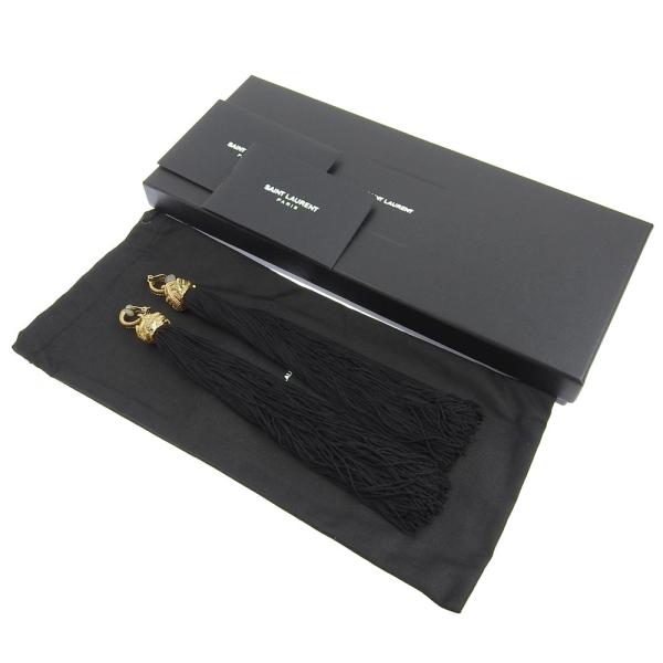 SAINT LAURENT PARIS Ladies' Long Tassel Earrings in Gold & Black in Excellent Condition