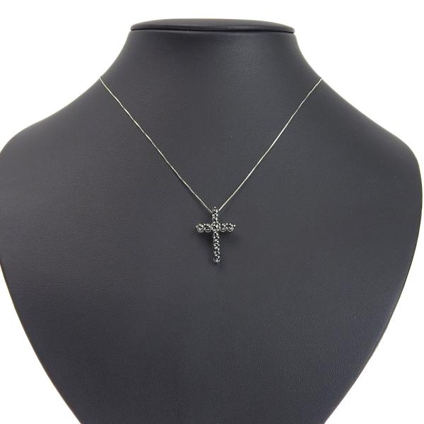 1.30ct Melee Black Diamond Cross Necklace in K10 White Gold  in Excellent Condition