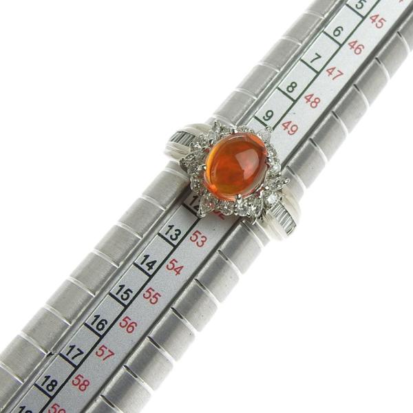 Striking Diamond 0.66ct & Fire Opal 1.45ct, Pt900 Platinum Ring, Size 11 for Women in Excellent Condition