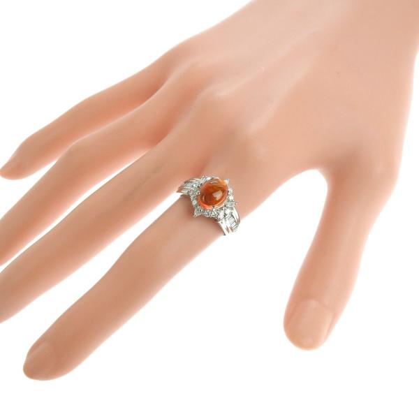 Striking Diamond 0.66ct & Fire Opal 1.45ct, Pt900 Platinum Ring, Size 11 for Women in Excellent Condition