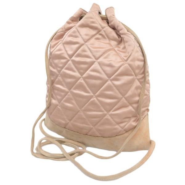 Chanel Quilted Satin Drawstring Backpack Canvas Backpack in Good condition