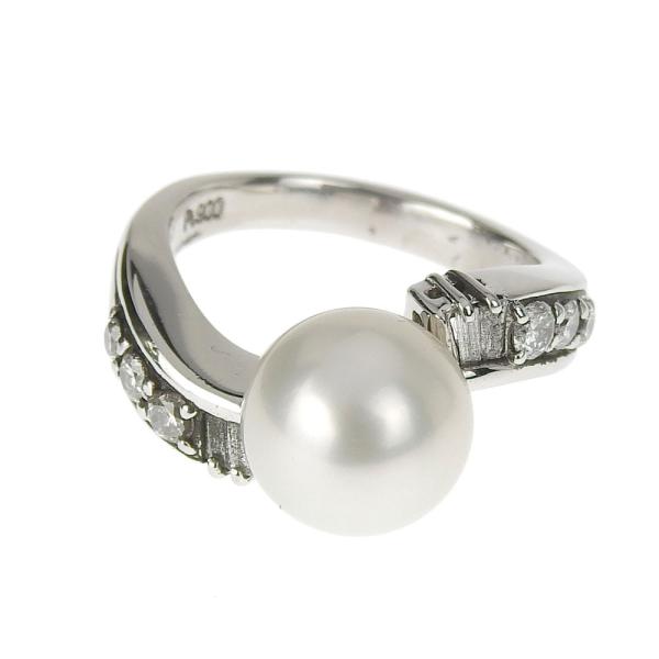 Elegant 10.0mm Pearl, Diamond 0.41ct, Pt900 Platinum Ring, Size 12 for Women in Excellent Condition