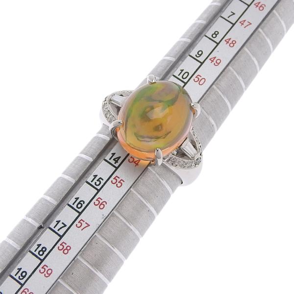 Sophisticated Fire Opal (6.59ct) Ring with 0.19ct Melee Diamonds, in Platinum Pt900, Silver, Women's Size 12.5 [Pre-Owned] in Excellent Condition