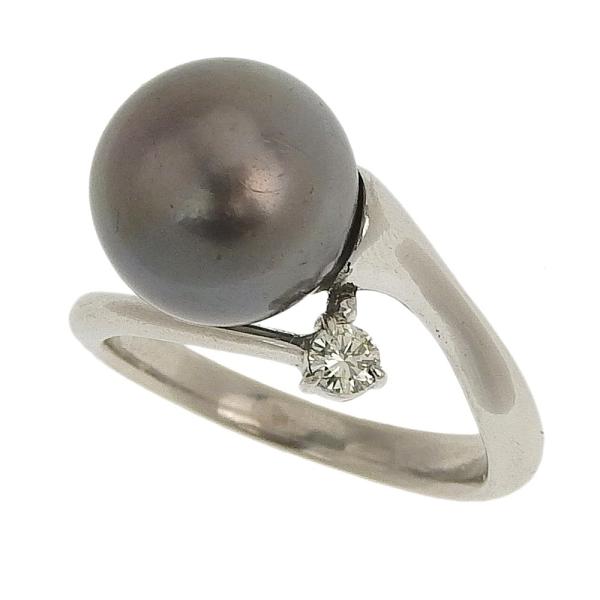 Platinum Black Pearl Ring in Excellent Condition