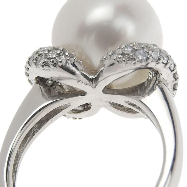 Natural Pearl Ring, Platinum Pt900, Pearl Size 12.8mm, Diamond Accents 0.66ct, Women's Pre-owned Ring Size 12  in Excellent Condition