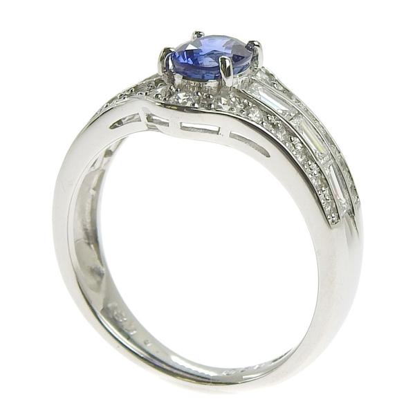 [LuxUness]  Platinum Pt900 Ring with Blue Sapphire 0.90ct and Diamond 0.81ct, Size 13, Women's Silver Jewelry, Preloved in Excellent condition