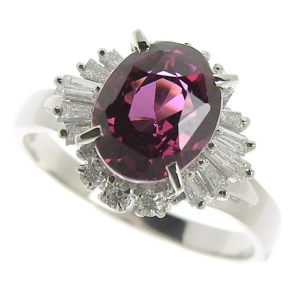 Platinum Diamond Garnet Ring in Excellent Condition