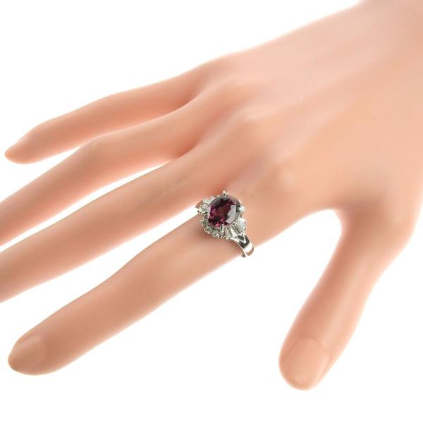 Platinum Diamond Garnet Ring in Excellent Condition