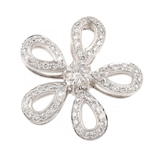 0.71ct Diamond Flower Pendant, No-Brand, K18 White Gold Material, Ladies' Silver Jewelry (Used) in Excellent Condition