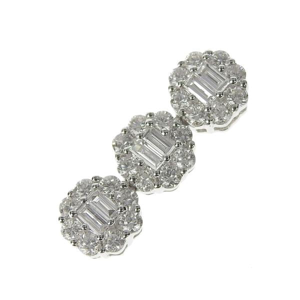 Flower Motif Diamond Pendant with 1.50ct, Crafted in K18 White Gold for Women- Pre-owned in Very Good Condition