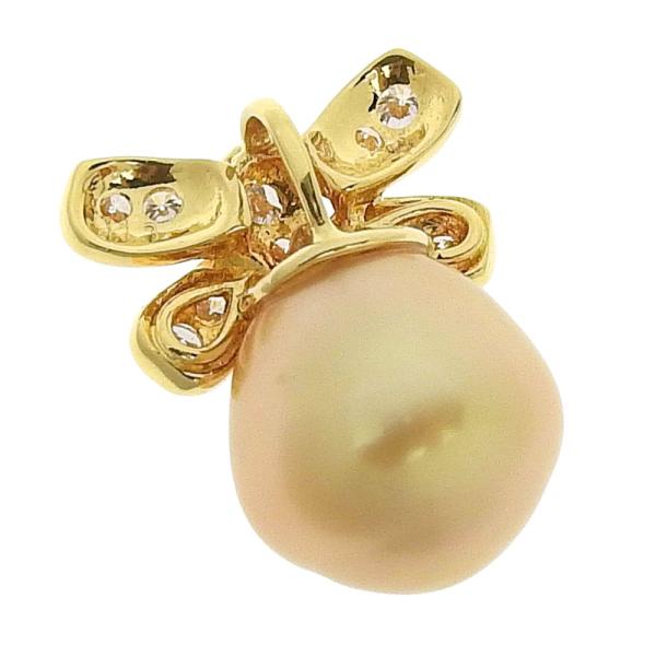 [LuxUness]  Natural Pearl Pendant, K18 Yellow Gold, South Sea White Pearl, Diamond Accents 0.28ct, Women's Pre-owned Accessory in Excellent condition