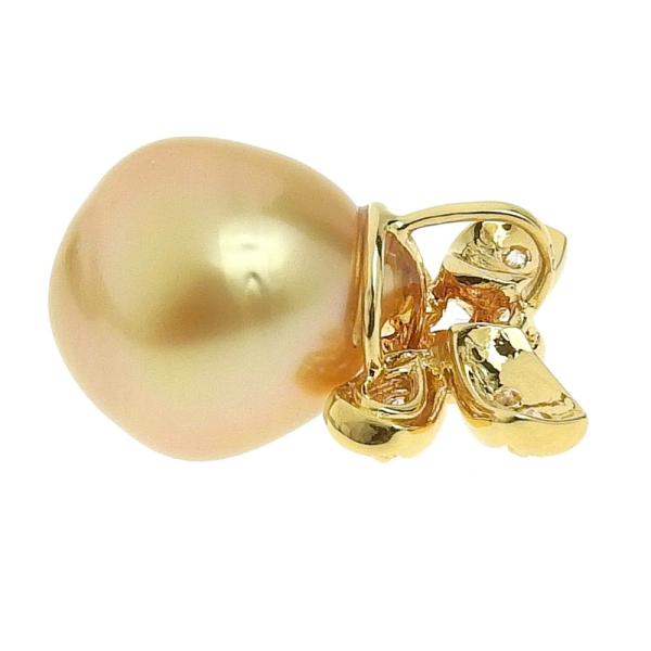 Natural Pearl Pendant, K18 Yellow Gold, South Sea White Pearl, Diamond Accents 0.28ct, Women's Pre-owned Accessory in Excellent Condition