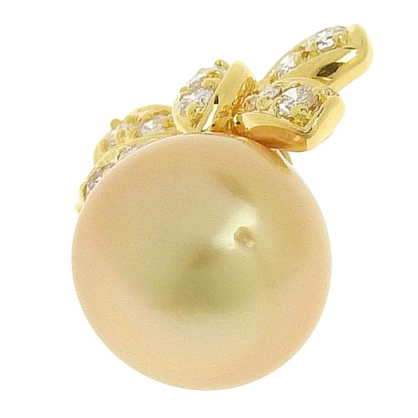 Natural Pearl Pendant, K18 Yellow Gold, South Sea White Pearl, Diamond Accents 0.28ct, Women's Pre-owned Accessory in Excellent Condition