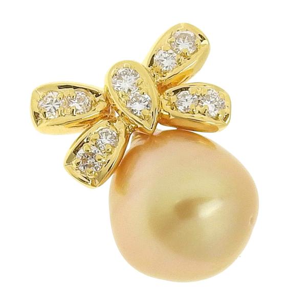 Natural Pearl Pendant, K18 Yellow Gold, South Sea White Pearl, Diamond Accents 0.28ct, Women's Pre-owned Accessory in Excellent Condition