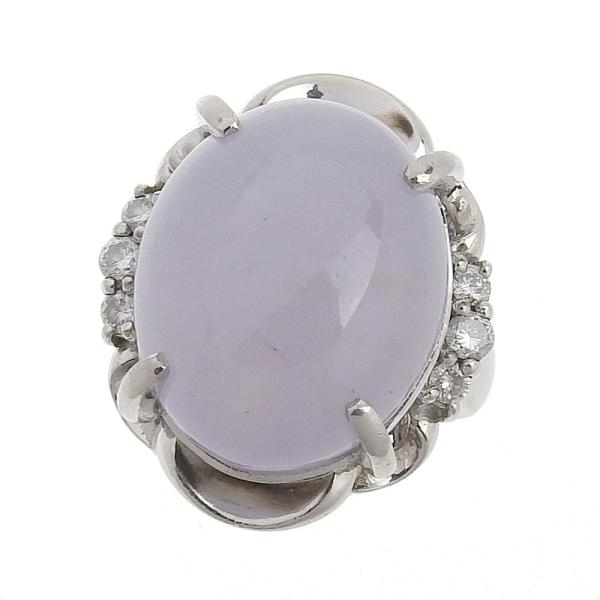 Beautiful 24ct Platinum Lavender Jadeite & Diamond (0.30ct) Size 11 Ring for Women in Excellent Condition