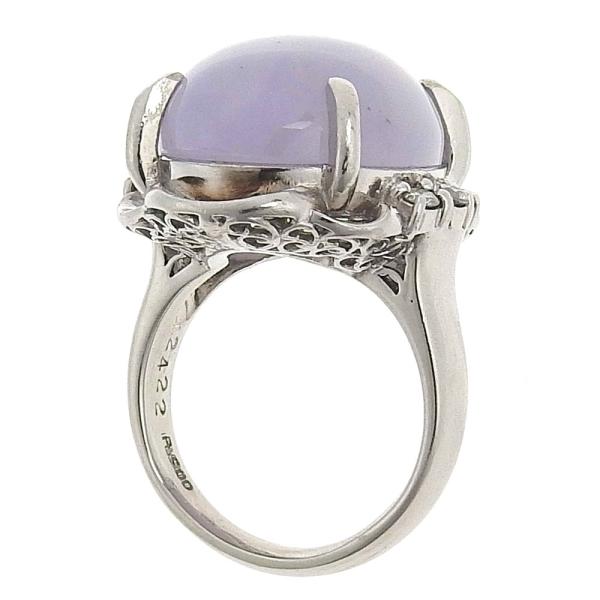 [LuxUness]  Beautiful 24ct Platinum Lavender Jadeite & Diamond (0.30ct) Size 11 Ring for Women in Excellent condition