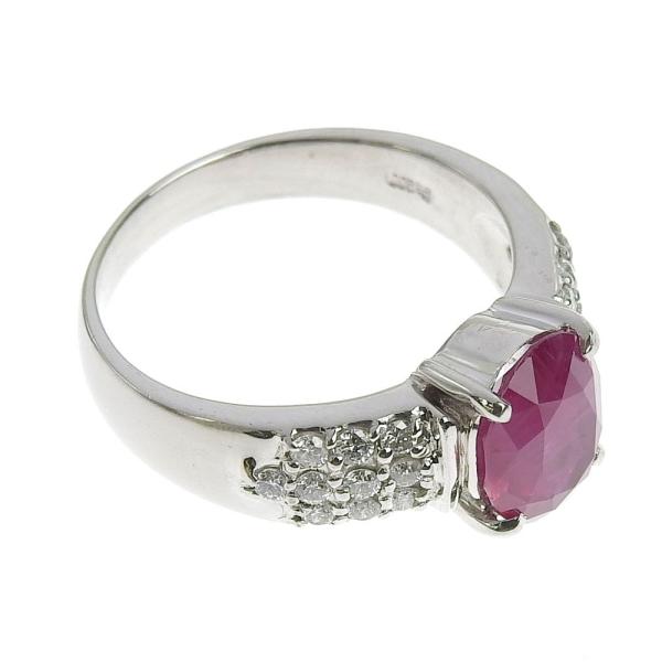 Dazzling Ruby 2.22ct, Diamond 0.30ct, 7.9g Pt900 Platinum Ring, Size 12 for Women in Excellent Condition