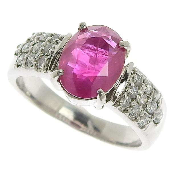 Dazzling Ruby 2.22ct, Diamond 0.30ct, 7.9g Pt900 Platinum Ring, Size 12 for Women in Excellent Condition