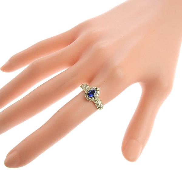 Stunning Sapphire 0.77ct, Diamond 0.50ct, 4.7g K18YG Yellow Gold Ring, Size 13 for Women in Excellent Condition