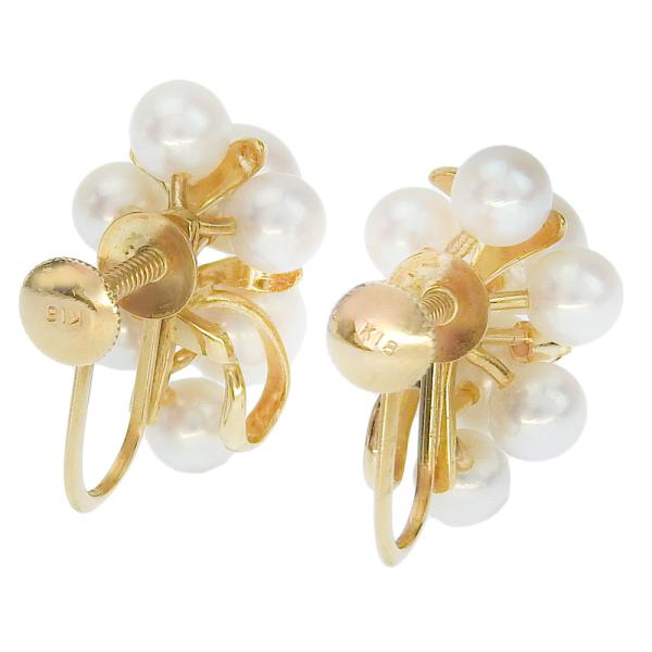 18k Gold Pearl Cluster Earrings in Excellent Condition