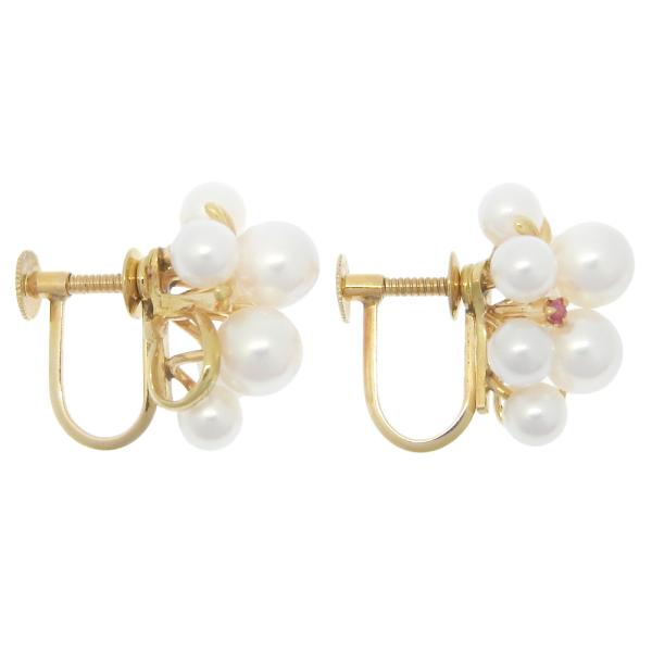 18k Gold Pearl Cluster Earrings in Excellent Condition