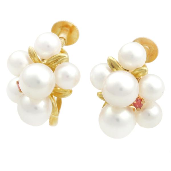 18k Gold Pearl Cluster Earrings in Excellent Condition