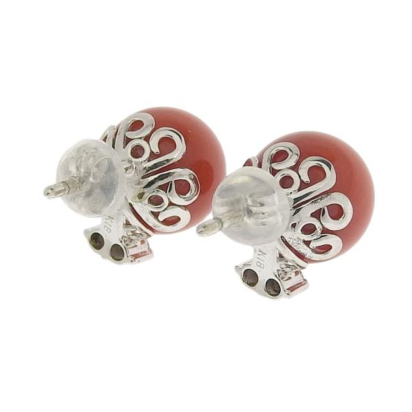 [LuxUness] Coral Diamond Stud Earrings Natural Material Earrings in Excellent condition