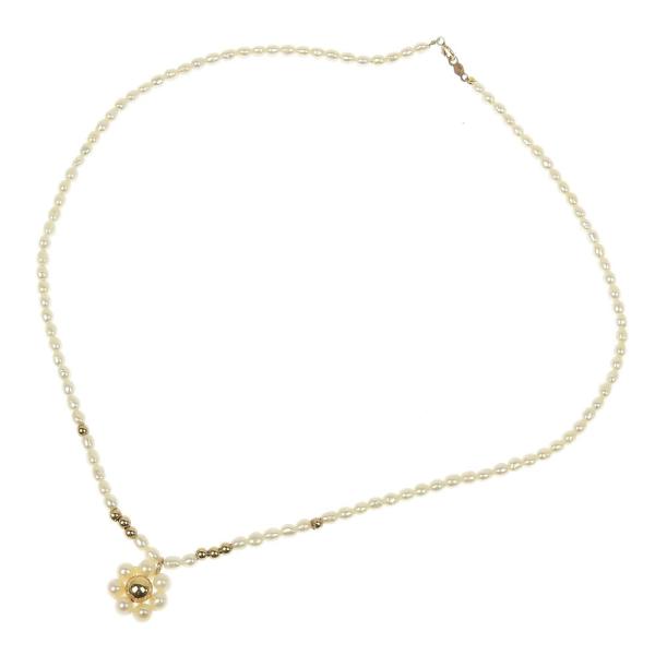 [LuxUness] 14k Gold Pearl Flower Necklace Metal Necklace in Excellent condition