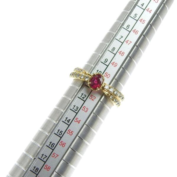 Beautiful Ruby 0.45ct, Diamond 0.35ct, 4.4g K18YG Yellow Gold Ring, Size 11 for Women in Excellent Condition