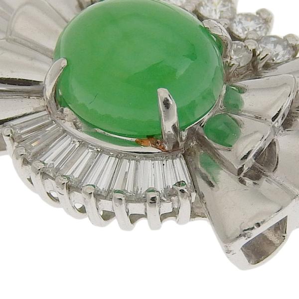 Jade Necklace with Platinum Pt850, Pt900, Jadeite 3.03ct, and Diamond 0.63ct Ladies Silver Necklace in Excellent Condition