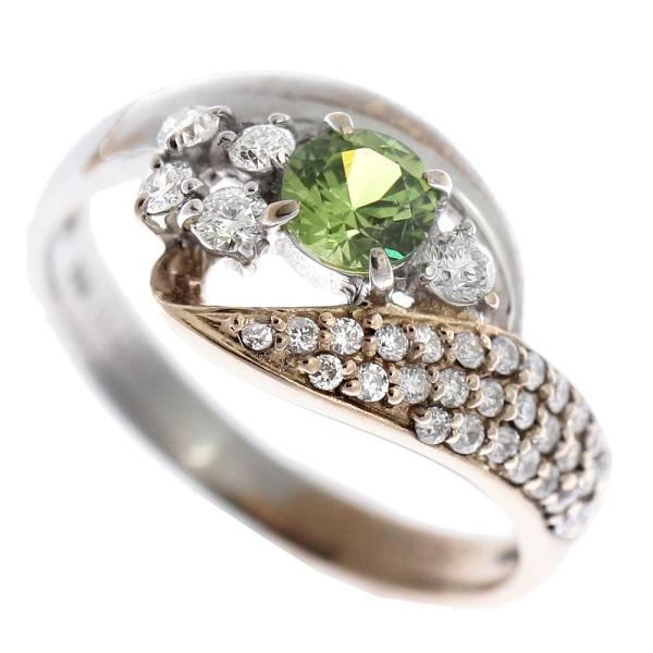 Ring with Demantoid Garnet (0.42ct) and Diamond (0.32ct), K18PG and K18WG, Gold, Size 11, for Women in Excellent Condition